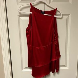 W by Worth Red Satin Layered Tank Top